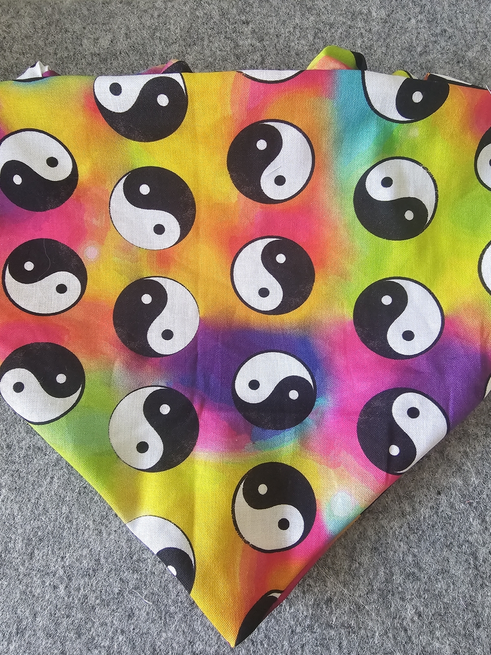 Tie-Dye Yin Yang Bandana - Black & Multicolor